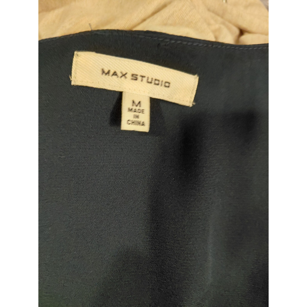 Max Studio Women’s Dress Navy Blue Short Sleeve V-Neck Tiered Ruffle Size M - Picture 2 of 5